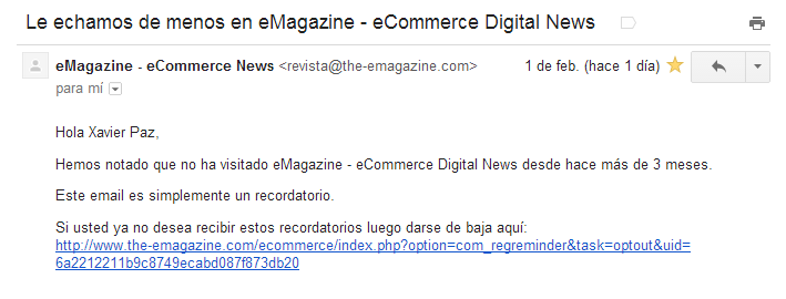 Email de reactivación de eMagazine